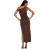 Forever 21 Womens Maxi Dress with Side Ruching Detail(Brown)