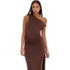 Forever 21 Womens Maxi Dress with Side Ruching Detail(Brown)