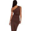Forever 21 Womens Maxi Dress with Side Ruching Detail(Brown)