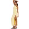 Forever 21 Womens Maxi Dress with Side Ruching Detail(Yellow)