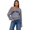 Forever 21 Womens Off Shoulder Slouchy Sweater with High Rib Start(Grey)