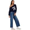 Forever 21 Womens Off Shoulder Slouchy Sweater with High Rib Start(Navy)