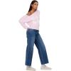 Forever 21 Womens Off Shoulder Slouchy Sweater with High Rib Start(Pink)