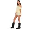Forever 21 Womens Short Sleeve Mini Dress, Off Shoulder(Yellow)
