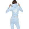 Forever 21 womens Sweater Knit Zip Up Hoodie With Back Hit(Blue)