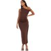 Forever 21 Womens Maxi Dress with Side Ruching Detail(Brown)