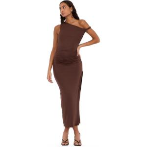 Forever 21 Womens Maxi Dress with Side Ruching Detail(Brown)