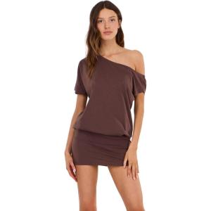 Forever 21 Womens Short Sleeve Mini Dress, Off Shoulder(Brown)