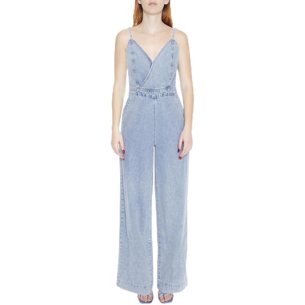 image:imageForever 21 Womens Denim Surplice Wideleg JumpsuitLight Denim