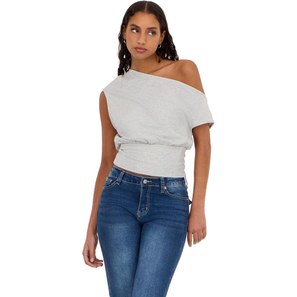 image:imageForever 21 Womens OffShoulder Top with Banded BottomHeather Grey