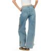 Forever 21 Womens Low Rise Baggy Fit with Side Stripes and Bow Accents 5-Pocket Body(Blue)
