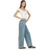 Forever 21 Womens Low Rise Baggy Fit with Side Stripes and Bow Accents 5-Pocket Body(Blue)