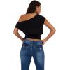 Forever 21 Womens Off-Shoulder Top with Banded Bottom(Black)
