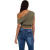 Forever 21 Womens Off-Shoulder Top with Banded Bottom(Green)