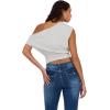 Forever 21 Womens Off-Shoulder Top with Banded Bottom(Heather Grey)