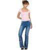Forever 21 Womens Short Sleeve Square Neck Cropped T Shirt(Pink)