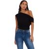 Forever 21 Womens Off-Shoulder Top with Banded Bottom(Black)