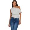 Forever 21 Womens Off-Shoulder Top with Banded Bottom(Heather Grey)