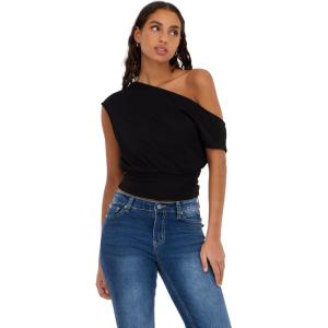 Forever 21 Womens Off-Shoulder Top with Banded Bottom(Black)