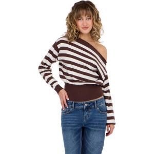 Forever 21 Womens Slouchy Off-The-Shoulder Sweater(Brown)