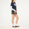 Forever 21 Women’s 2fer Long Sleeve T-Shirt Layered Look with Graphic Front Print(Blue)