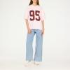 Forever 21 Women’s Oversized Jersey T-Shirt – Vintage-Inspired Graphic Tee(Pink)