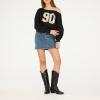 Forever 21 womens Off-shoulder Fleece Sweatshirt Crewneck With Graphic Print(Black)