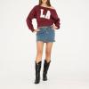 Forever 21 womens Off-shoulder Fleece Sweatshirt Crewneck With Graphic Print(Burgundy)