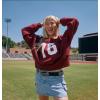 Forever 21 womens Off-shoulder Fleece Sweatshirt Crewneck With Graphic Print(Burgundy)