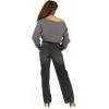 Forever 21 womens Off-shoulder Fleece Sweatshirt Crewneck With Graphic Print(Dark Grey)
