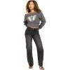 Forever 21 womens Off-shoulder Fleece Sweatshirt Crewneck With Graphic Print(Dark Grey)
