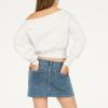 Forever 21 womens Off-shoulder Fleece Sweatshirt Crewneck With Graphic Print(Light Heather Grey)