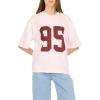 Forever 21 Women’s Oversized Jersey T-Shirt – Vintage-Inspired Graphic Tee(Pink)