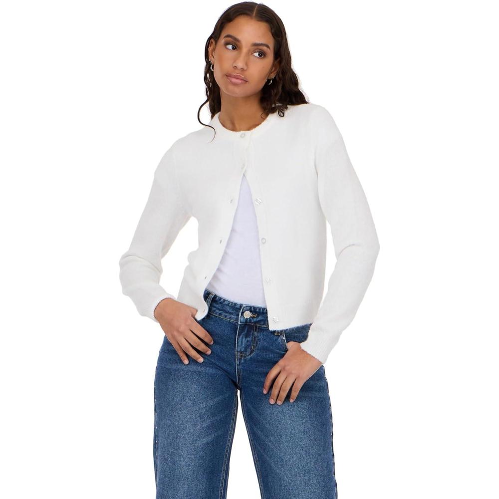 image:imageForever 21 Womens Cardigan Sweater Soft Knit Long Sleeve Button FrontIvory
