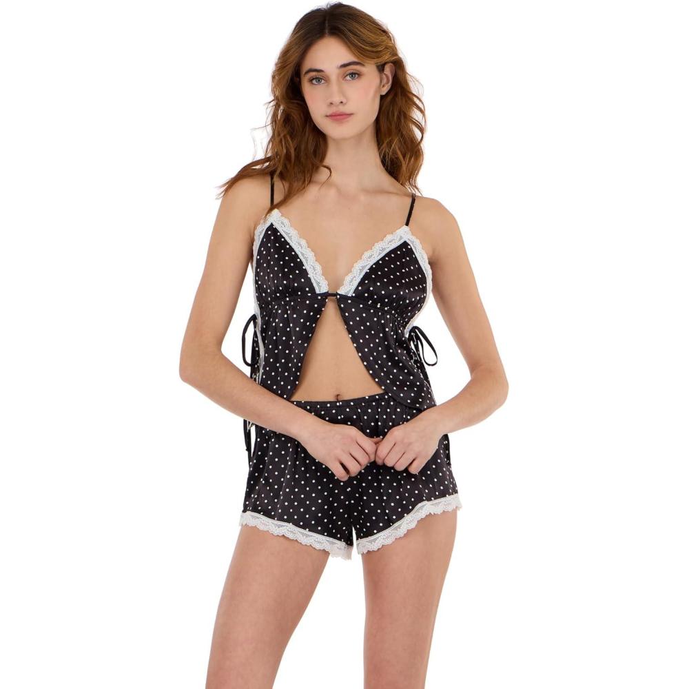 image:imageForever 21 Womens Flyaway Top with Lace Trim and Side TiesBlack