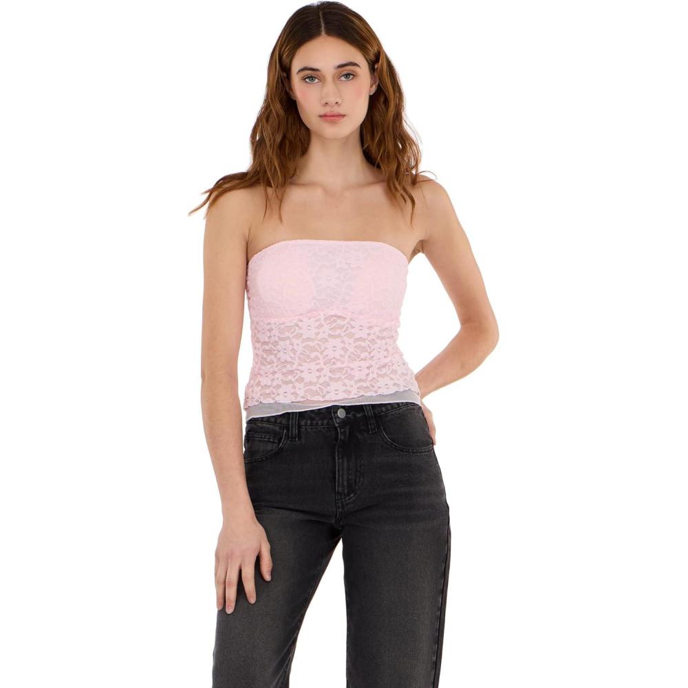 image:imageForever 21 Womens Lace Tube Top with Builtin Bra CupsPink