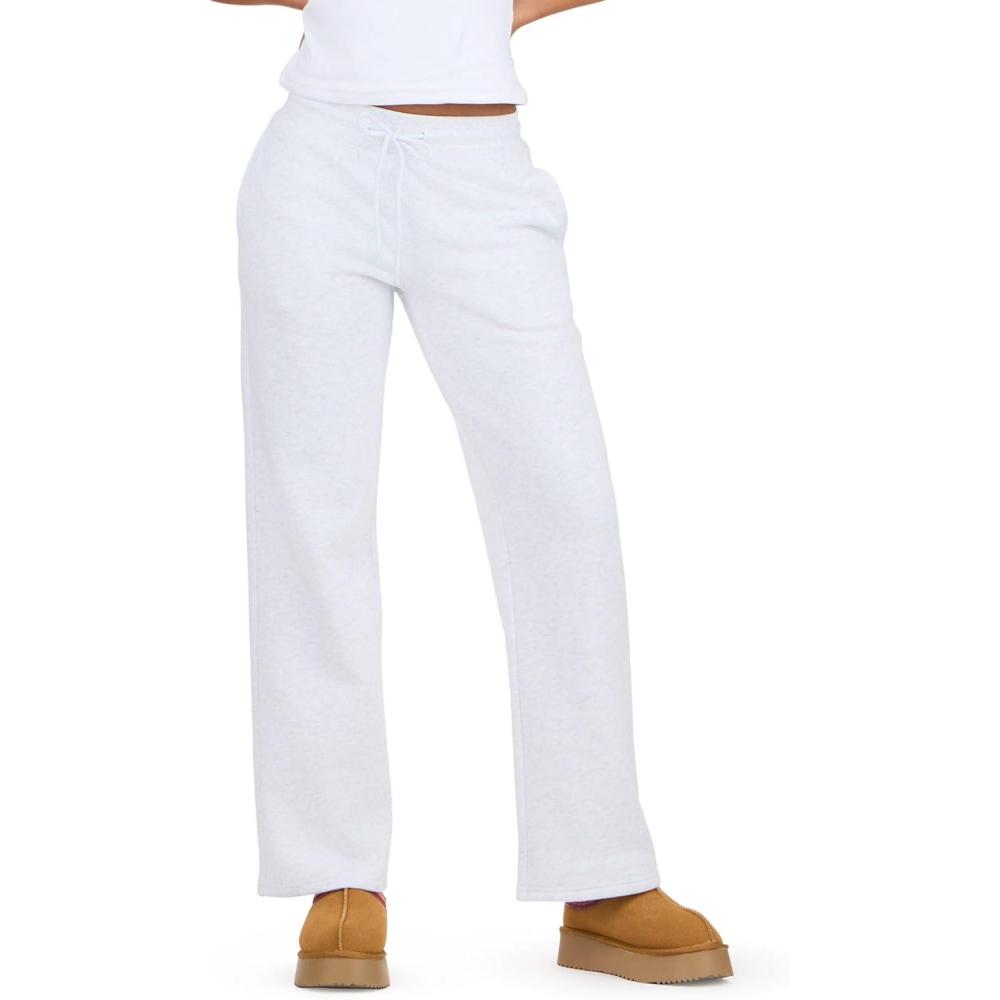 image:imageForever 21 Womens Low Rise Flare Jogger Soft Fleece SweatpantsHeather Grey