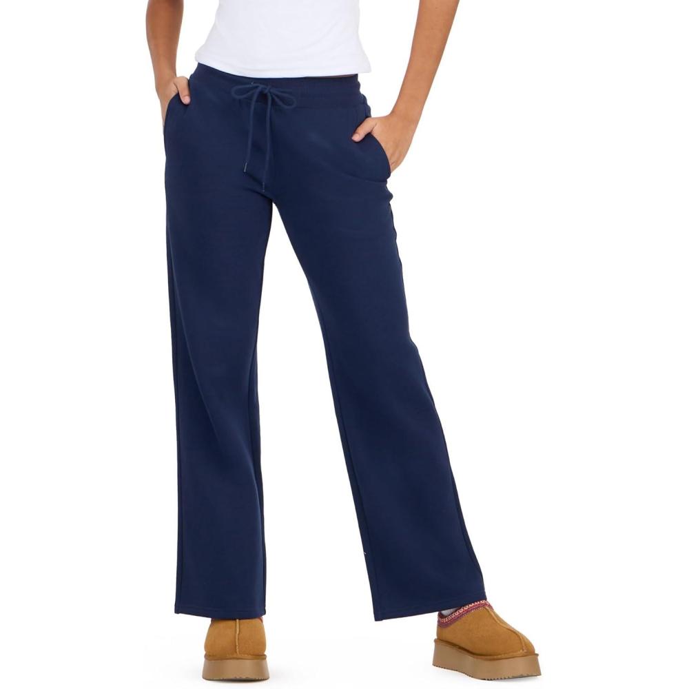 image:imageForever 21 Womens Low Rise Flare Jogger Soft Fleece SweatpantsNavy