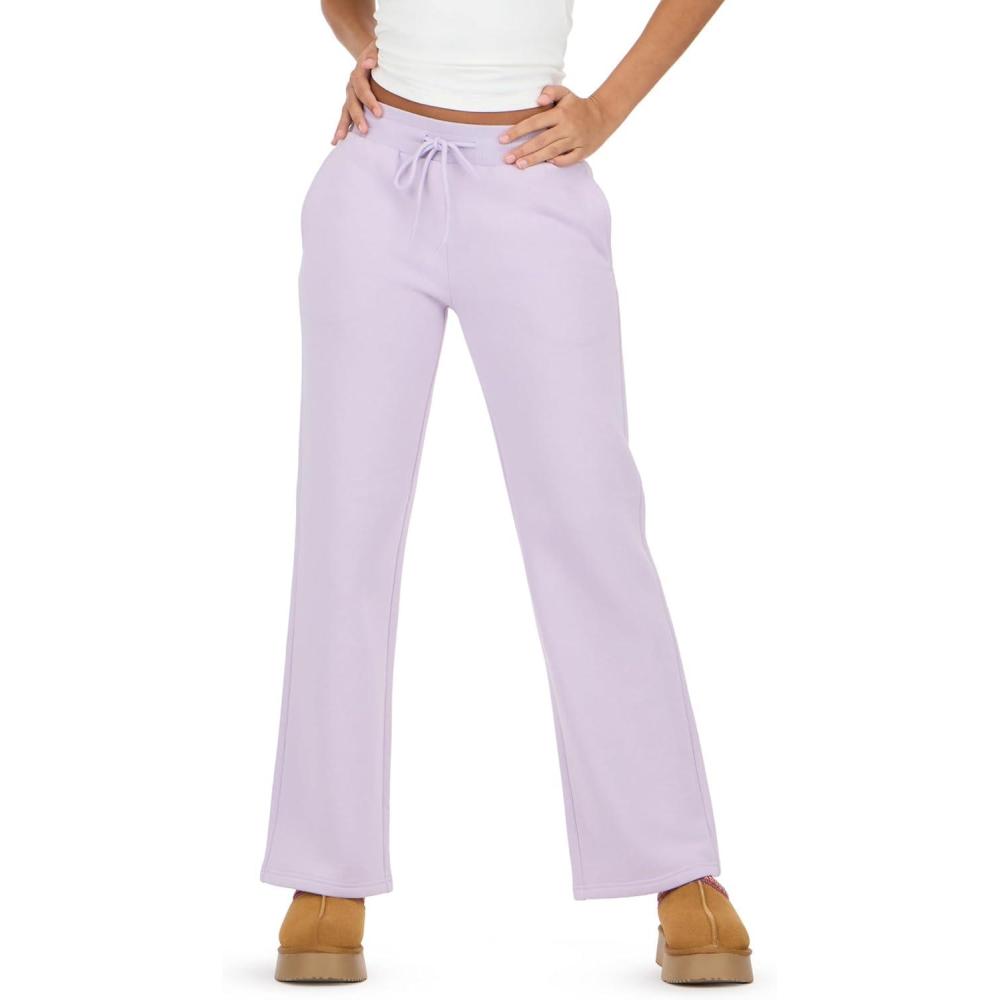 image:imageForever 21 Womens Low Rise Flare Jogger Soft Fleece SweatpantsPurple