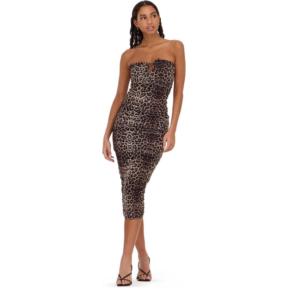 image:imageForever 21 Womens Strapless Maxi Dress with Side RuchingLeopard