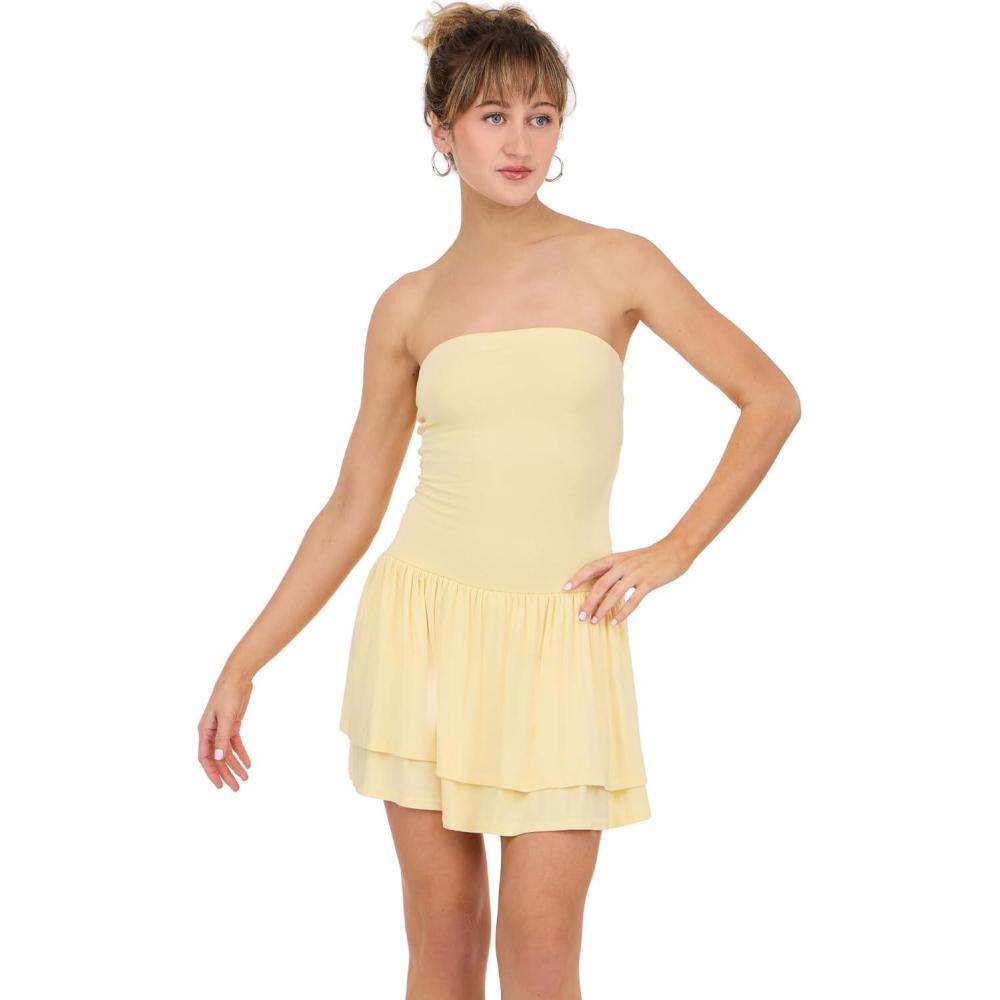 image:imageForever 21 womens Tube Tiered Drop Waist RomperYellow