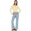 Forever 21 Women’s Cable Knit Fitted Cardigan – Classic Long Sleeve Button Front Sweater for Everyday Layering(Yellow)