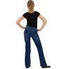 Forever 21 Womens Denim Pants with Rhinestones and Embroidered Back Pocket(Blue)