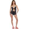 Forever 21 Womens Flyaway Top with Lace Trim and Side Ties(Black)