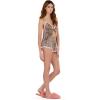 Forever 21 Womens Flyaway Top with Lace Trim and Side Ties(Leopard)