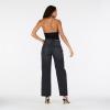 Forever 21 Women’s Low Waist Wide Leg Denim Jeans with Heart Patch Details(Black)