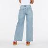 Forever 21 Women’s Low Waist Wide Leg Denim Jeans with Heart Patch Details(Blue)