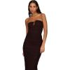 Forever 21 Womens Strapless Maxi Dress with Side Ruching(Brown)