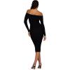 Forever 21 womens Fold Over/Off the Shoulder Sweater Midi Dress(Black)