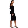 Forever 21 womens Fold Over/Off the Shoulder Sweater Midi Dress(Black)